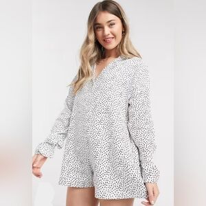 ASOS Zulu & Zephyr Women's White & Black Polka Dot Shorts Romper | Sz 6